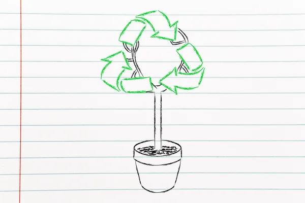 Árbol con follaje en forma de símbolo de reciclaje —  Fotos de Stock