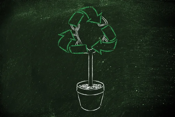 Strom s listy ve tvaru symbolu recyklace — Stock fotografie