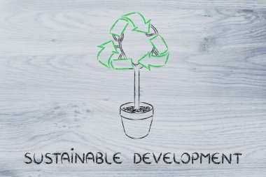 ağaç yapraklar şeklinde geri dönüşüm sembolü ile