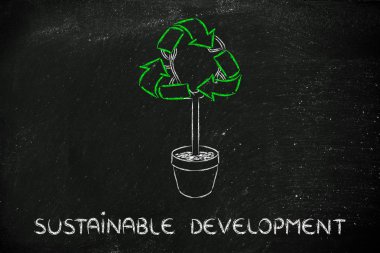 ağaç yapraklar şeklinde geri dönüşüm sembolü ile