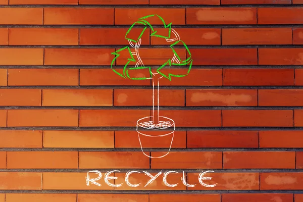 Tree with foliage in shape of recycle symbol — Stock Photo, Image