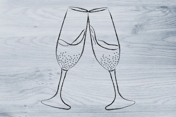 Champagne bicchieri illustrazione — Foto Stock