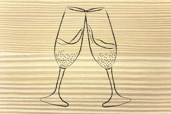 Champagne glasses illustration — Stock Photo, Image