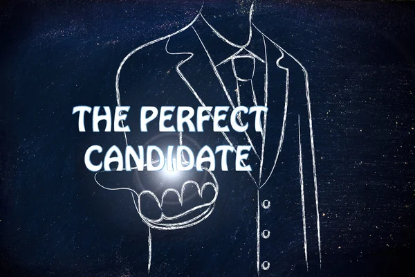 Business man giving out the word The Perfect Candidate — стоковое фото