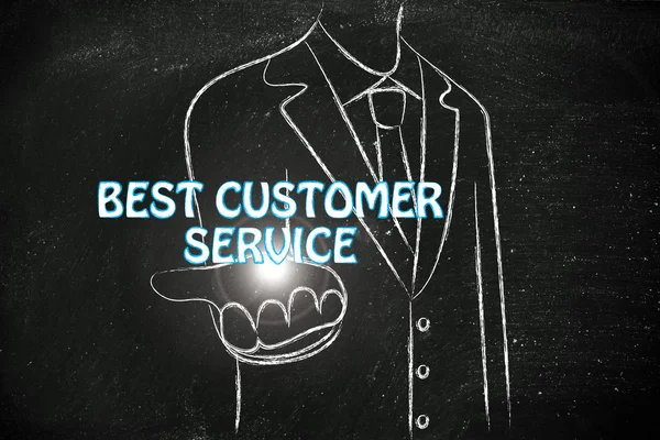 Business man handing out the word Best Customer Service — Stock Photo, Image