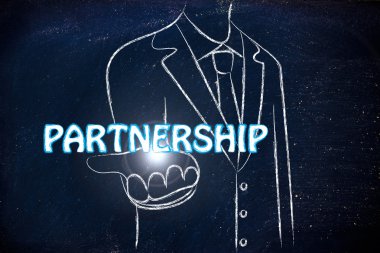 Ortaklık kelime dışarı teslim iş adamı