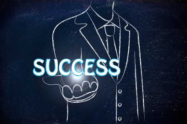 Business man holding the word Success — Stock Photo, Image