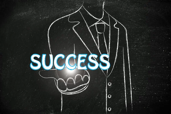 Business man holding the word Success — Stock Photo, Image