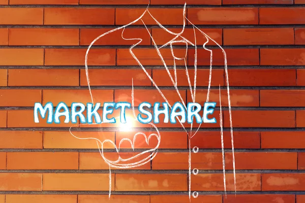 Business man holding the word Market Share — Stock Photo, Image