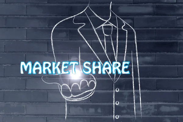 Business man holding the word Market Share — Stock Photo, Image