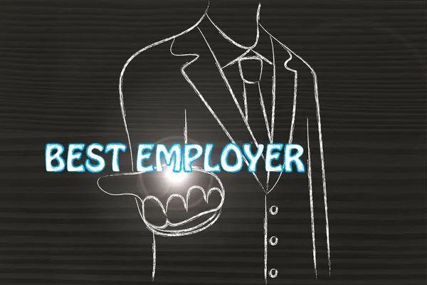 Business man holding the word Best Employer — Stock Photo, Image