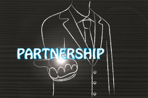 A szó partnerség osztogatnak üzletember — Stock Fotó