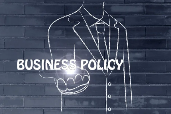 Hombre de negocios con la palabra Business Policy — Foto de Stock