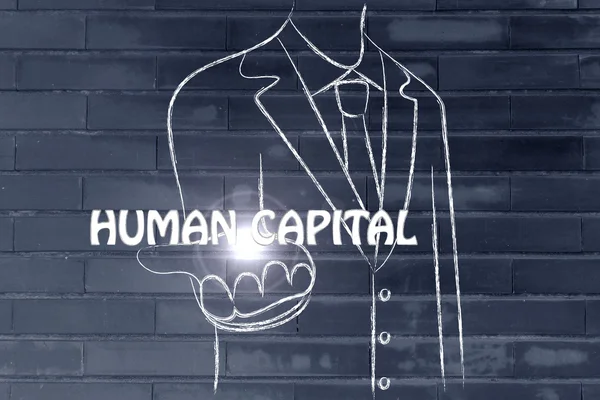 Business man holding the word Human Capital — Stock Photo, Image