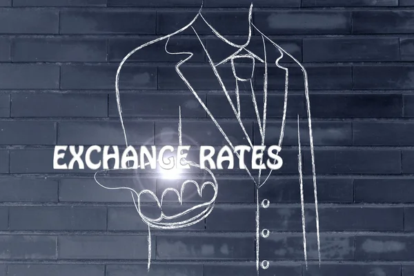 Business man handing out the word Exchange Rates — Stock Photo, Image