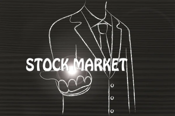 Empresário distribuindo a palavra Mercados Financeiros — Fotografia de Stock