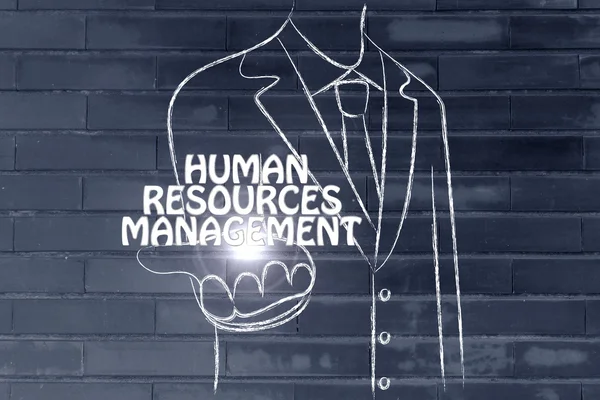 Business man handing out the word Human Resources Management — Stock Photo, Image