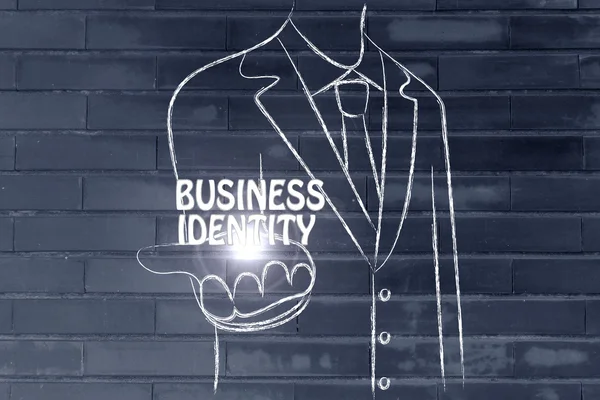 Geschäftsmann verteilt das Wort Business Identity — Stockfoto