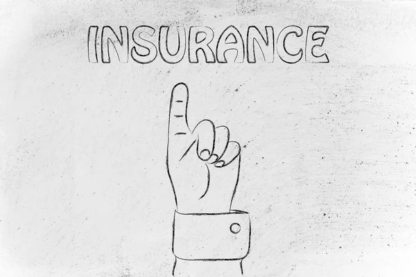Hand pekar på att skriva försäkring — Stockfoto