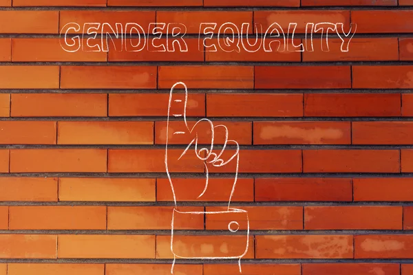 Рука вказує на написання гендерної рівності — стокове фото