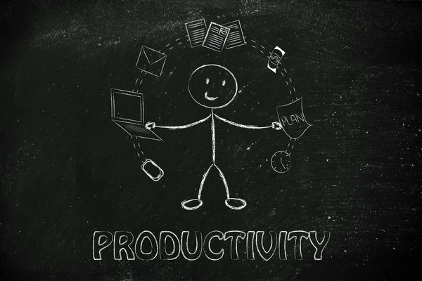 Produktivitet og fleroppgavekonsept – stockfoto