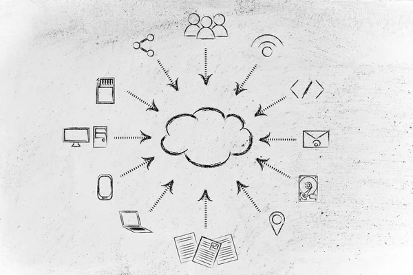 Concept van grote gegevensverwerking en cloud computing — Stockfoto