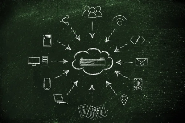 Concepto de procesamiento de big data y cloud computing — Foto de Stock