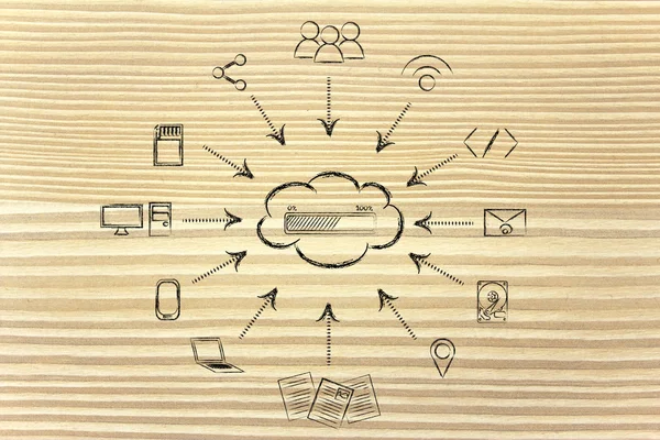 Conceito de processamento de big data e computação em nuvem — Fotografia de Stock