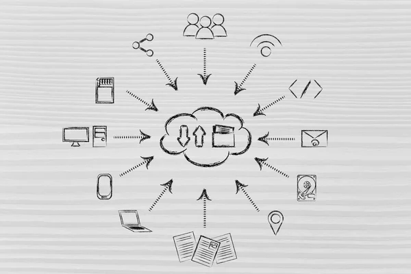 Concept van grote gegevensverwerking en cloud computing — Stockfoto