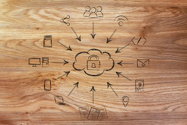 Conceito de processamento de big data e computação em nuvem — Fotografia de Stock