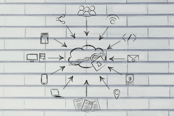 Concept of big data processing and cloud computing — Stock Photo, Image