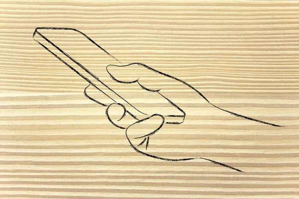 Hand holding mobile phone illustration — Stock Photo, Image