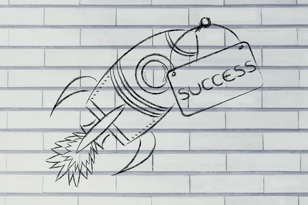 Rocket illustration, let your success take off — Stock Photo, Image