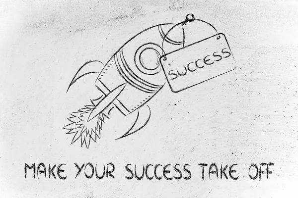 Rocket illustration, let your success take off — Stock Photo, Image