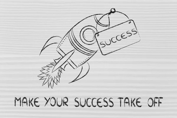 Rocket illustration, let your success take off — Stock Photo, Image