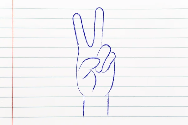 Händer att göra peace-tecken — Stockfoto