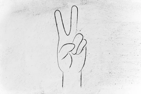 Händer att göra peace-tecken — Stockfoto
