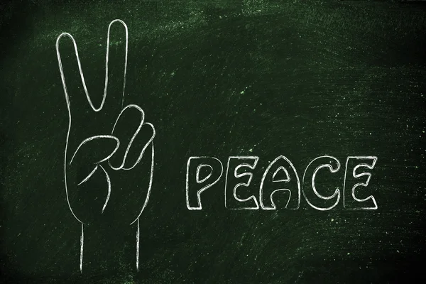 Handen maken vredesteken — Stockfoto