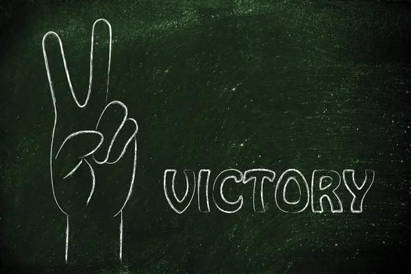 Illustration d'une main faisant le signe V pour la victoire — Photo