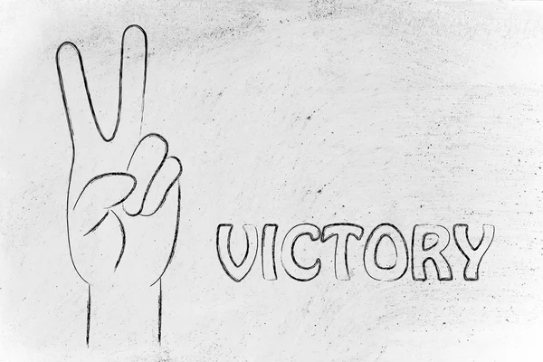 Ręka co V znak zwycięstwo — Zdjęcie stockowe
