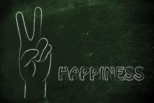 Concept of happiness with V sign — Stock Photo, Image