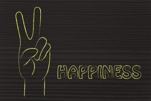 Concept of happiness with V sign — Stock Photo, Image