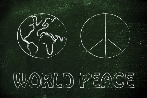 Peace symbol and globe — Stock Photo, Image