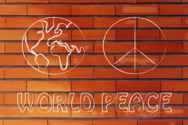 Σύμβολο ειρήνης και globe — Φωτογραφία Αρχείου