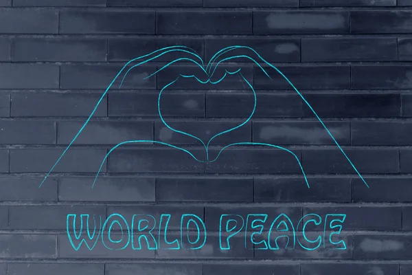 세계 평화 단어로 마음 로그인 — 스톡 사진