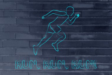 Bir sprint yapma runner adam