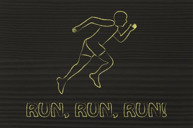 Bir sprint yapma runner adam