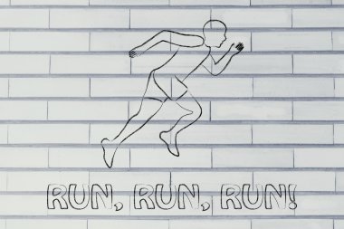 Bir sprint yapma runner adam