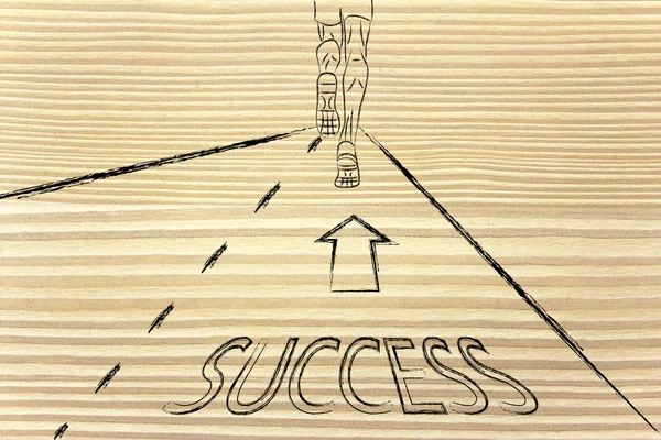 Człowiek działa na drodze do sukcesu — Zdjęcie stockowe