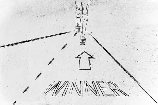 Mann läuft auf der Straße zum Sieg — Stockfoto